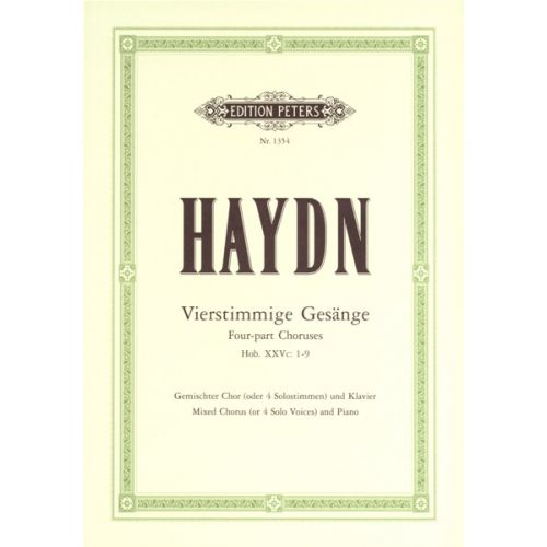  Haydn Joseph - 9 Four-part Songs - Mixed Choir (par 10 Minimum)
