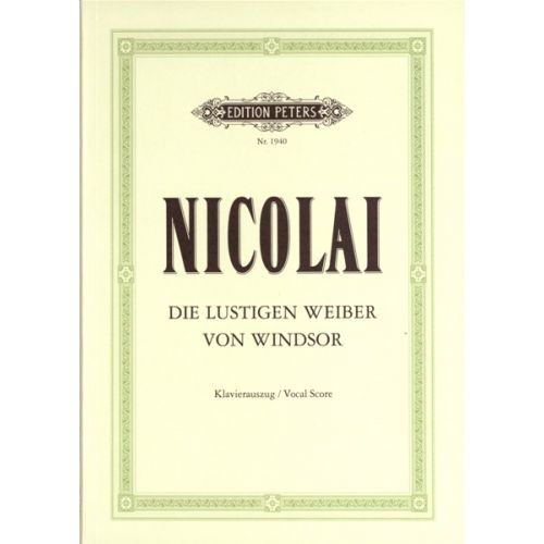 EDITION PETERS NICOLAI OTTO - THE MERRY WIVES OF WINDSOR - VOICE AND PIANO (PER 10 MINIMUM)