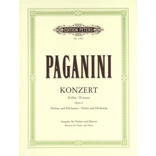 PAGANINI NICOLO - CONCERTO NO.1 IN D OP.6 - VIOLIN AND PIANO