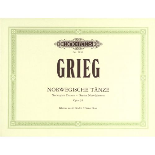 EDITION PETERS GRIEG EDVARD - NORWEGIAN DANCES OP.35 NOS.1-4 - PIANO 4 HANDS