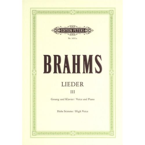 BRAHMS JOHANNES - COMPLETE SONGS VOL.3: 65 SONGS - VOICE AND PIANO (PAR 10 MINIMUM)