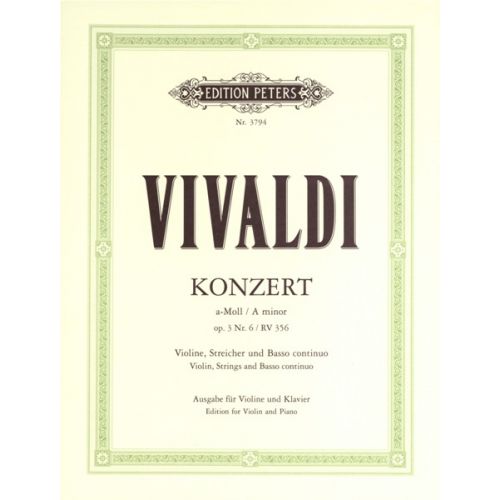 VIVALDI ANTONIO - CONCERTO IN A MINOR OP.3 NO.6 RV 356 - VIOLIN AND PIANO