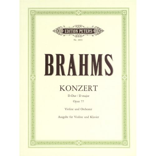 BRAHMS JOHANNES - CONCERTO IN D OP.77 - VIOLIN AND PIANO