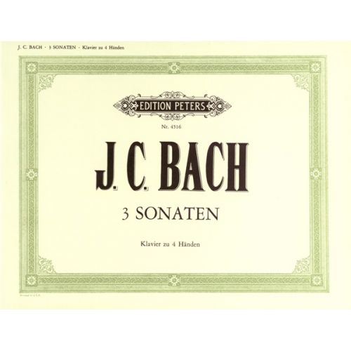 BACH JOHANN CHRISTIAN - 3 ORIGINAL SONATAS - PIANO 4 HANDS