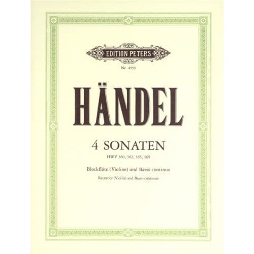 HANDEL GEORGE FRIEDERICH - 4 SONATAS - RECORDER