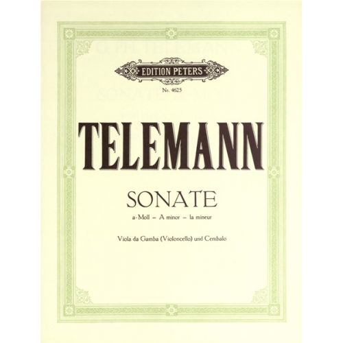 EDITION PETERS TELEMANN GEORG PHILIPP - SONATA IN A MINOR - VIOLA DA GAMBA AND KEYBOARD