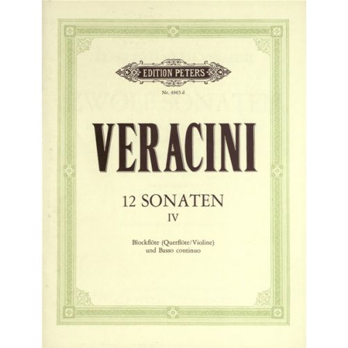 EDITION PETERS Veracini Francesco Maria - 12 Sonatas Op.1 Vol.4 - Recorder