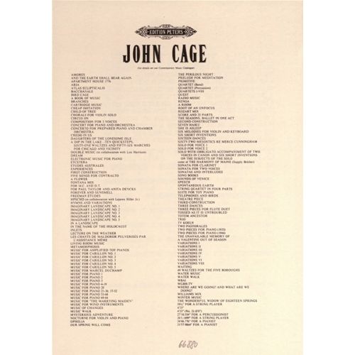 EDITION PETERS CAGE JOHN - LITANY FOR THE WHALE - 2 VOICES (PER 10 MINIMUM)