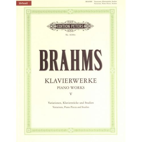 EDITION PETERS BRAHMS JOHANNES - PIANO WORKS VOL.5: MISCELLANEOUS WORKS - PIANO