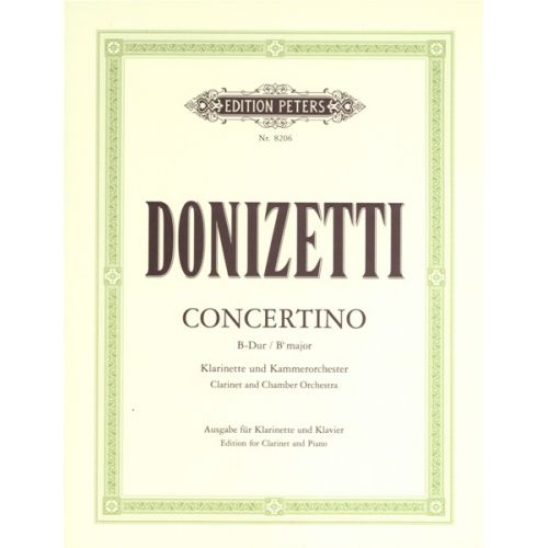 EDITION PETERS Donizetti Gaetano - Clarinet Concertino In B Flat - Clarinet And Piano