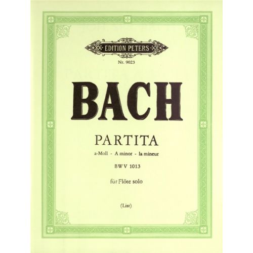 EDITION PETERS BACH JOHANN SEBASTIAN - PARTITA IN A MINOR (SONATA) BWV 1013 - FLUTE/PICCOLO