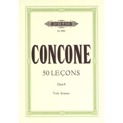 EDITION PETERS CONCONE GIUSEPPE - 50 LECONS OP 9 - LOW VOICE AND PIANO (PER 10 MINIMUM)