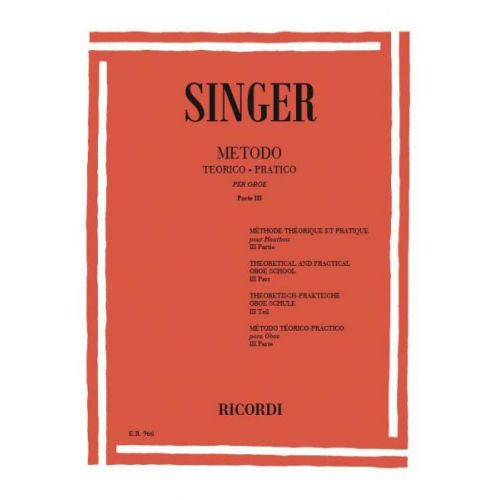 RICORDI SINGER S. - METODO TEORICO-PRATICO - PARTE III ARPEGGI - HAUTBOIS