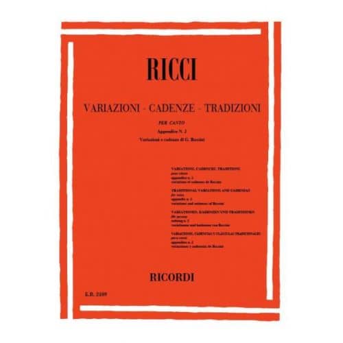 RICCI L. - VARIAZIONI - CADENZE TRADIZIONI PER CANTO