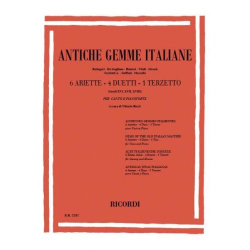 RICORDI ANTICHE GEMME ITALIANE - CHANT ET PIANO