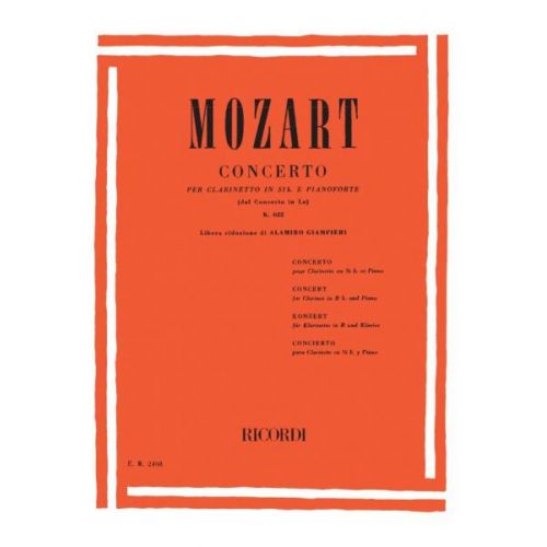 MOZART W.A. - CONCERTO - CLARINETTO IN SIB E PIANOFORTE