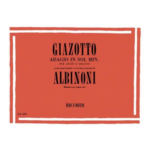 RICORDI ALBINONI T. - ADAGIO IN SOL MINORE - ORGUE