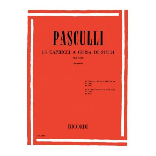 RICORDI PASCULLI A. - 15 CAPRICCI PER OBOE A GUISA DI STUDI - HAUTBOIS ET PIANO