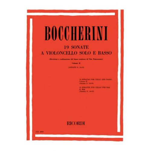 BOCCHERINI L. - 19 SONATAS VOL. II G.10-19 - VIOLONCELLE ET PIANO