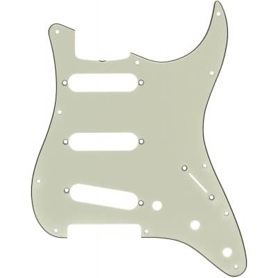 Fender Plaque  - \'62 Vintage Stratocaster - 3 Single Coil - 11 Screw Holes - Mint Green - 3-ply