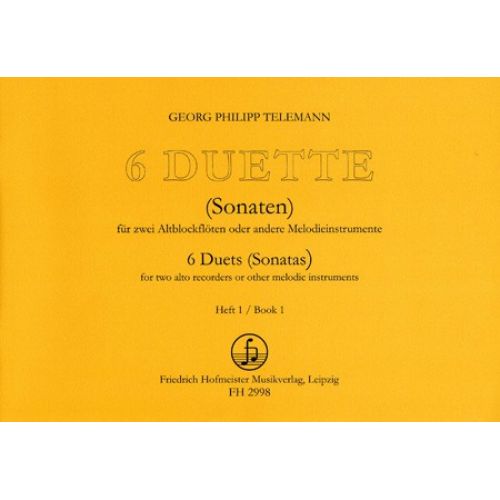 HOFMEISTER TELEMANN G. PH. - 6 DUETTE (SONATEN 1-3) - FLUTES A BEC