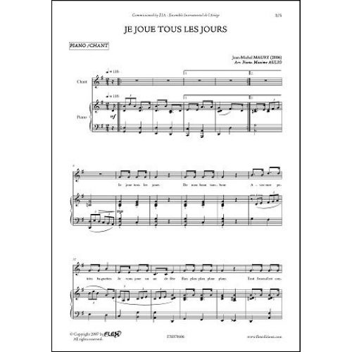 FLEX EDITIONS MAURY J.-M. - JE JOUE TOUS LES JOURS - CHILDREN'S CHOIR AND PIANO