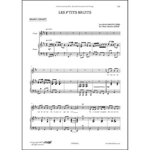 FLEX EDITIONS MAURY J.-M. - LES P'TITS BRUITS - CHILDREN'S CHOIR AND PIANO