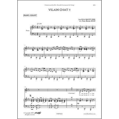FLEX EDITIONS MAURY J.-M. - VILAIN CHAT !! - CHILDREN'S CHOIR AND PIANO