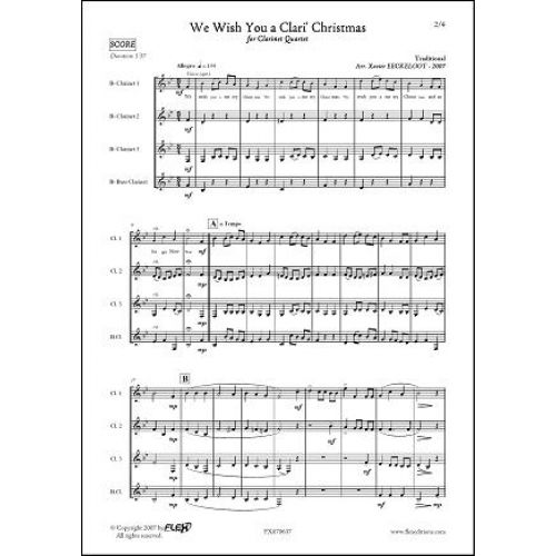 FLEX EDITIONS EECKELOOT X. - WE WISH YOU A CLARI' CHRISTMAS - CLARINET QUARTET
