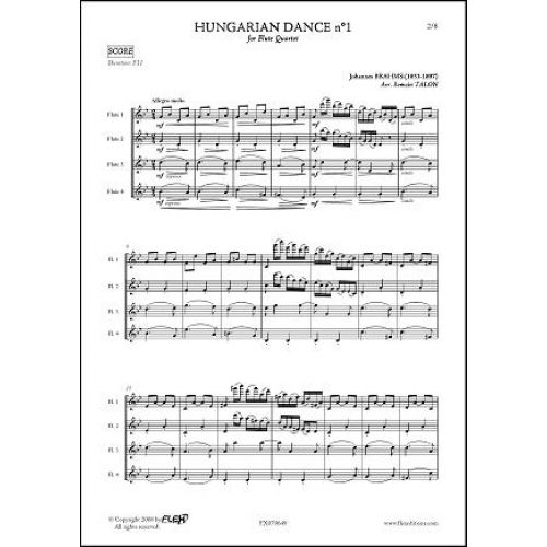 FLEX EDITIONS BRAHMS J. - DANSE HONGROISE NO. 1 - QUATUOR DE FLUTES