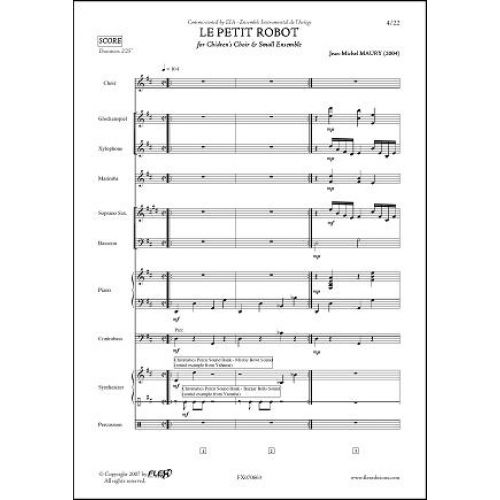 FLEX EDITIONS MAURY J.-M. - LE PETIT ROBOT - CHILDREN'S CHOIR AND SMALL ENSEMBLE