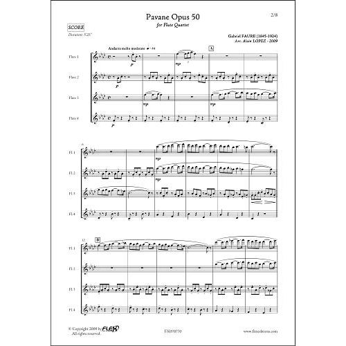 FLEX EDITIONS FAURE G. - PAVANE OPUS 50 - QUATUOR DE FLUTES