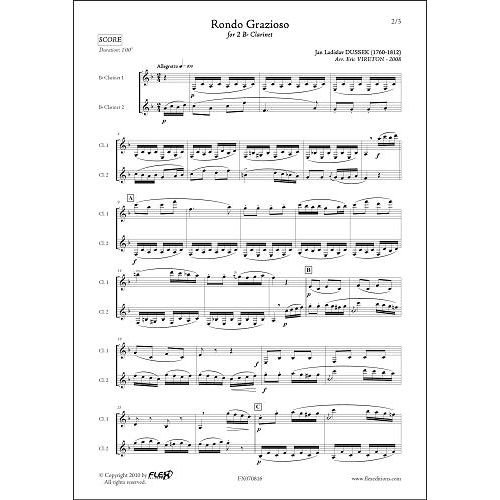 FLEX EDITIONS DUSSEK J.L. - RONDO GRAZIOSO - CLARINET DUET