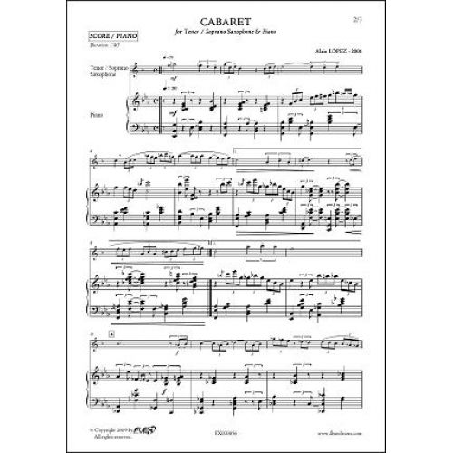 FLEX EDITIONS LOPEZ A. - CABARET - TENOR SAXOPHONE OR SOPRANO & PIANO