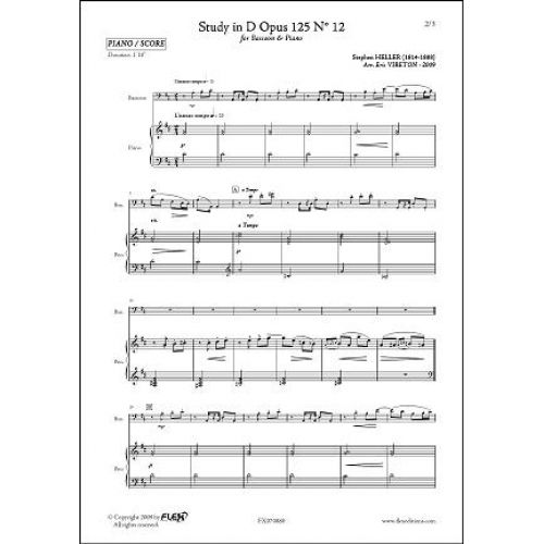 FLEX EDITIONS HELLER S. - STUDY IN D OPUS 125 NO. 12 - BASSOON & PIANO