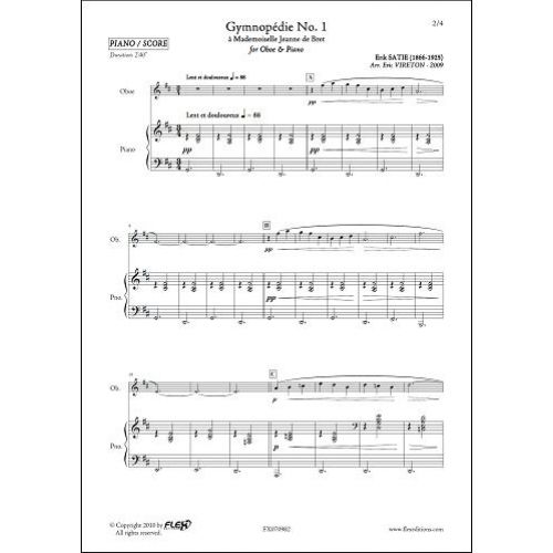 FLEX EDITIONS SATIE E. - GYMNOPEDIE NO. 1 - OBOE & PIANO