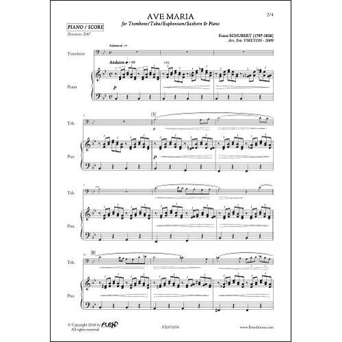 primavera asesinato Sombra FLEX EDITIONS SCHUBERT F. - AVE MARIA - TROMBONE OR EUPHONIUM OR TUBA &  PIANO | Woodbrass.com