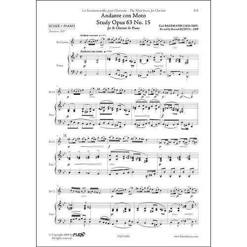 BAERMANN C. - ANDANTE CON MOTO - STUDY OPUS 63 NO. 15 - CLARINET