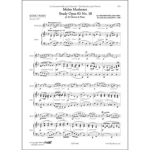  Baermann C. - Molto Moderato - Etude Opus 63 No. 18 - Clarinette