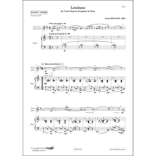 BERNARD LOUISIANA -P. - TENOR OR SOPRANO SAXOPHONE AND PIANO