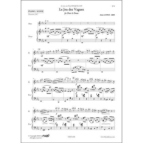 FLEX EDITIONS LOPEZ A. - LE JEU DES VAGUES - FLUTE & PIANO