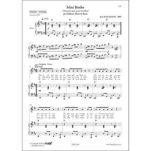 FLEX EDITIONS MAURY J.-M. - MINI BIMBO - CHORALE D'ENFANTS ET PIANO