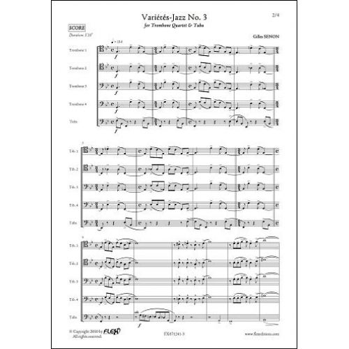FLEX EDITIONS SENON G. - VARIETES JAZZ NO. 3 - TROMBONE QUARTET & TUBA