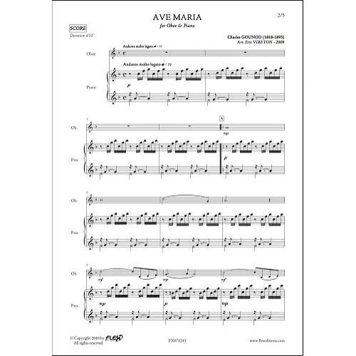 FLEX EDITIONS GOUNOD C. - AVE MARIA - OBOE & PIANO