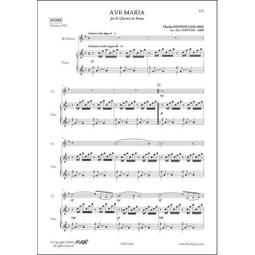 FLEX EDITIONS GOUNOD C. - AVE MARIA - CLARINET & PIANO