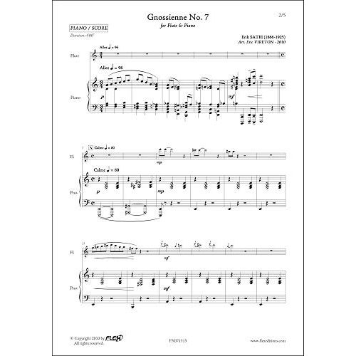 FLEX EDITIONS SATIE E. - GNOSSIENNE NO. 7 - FLUTE & PIANO
