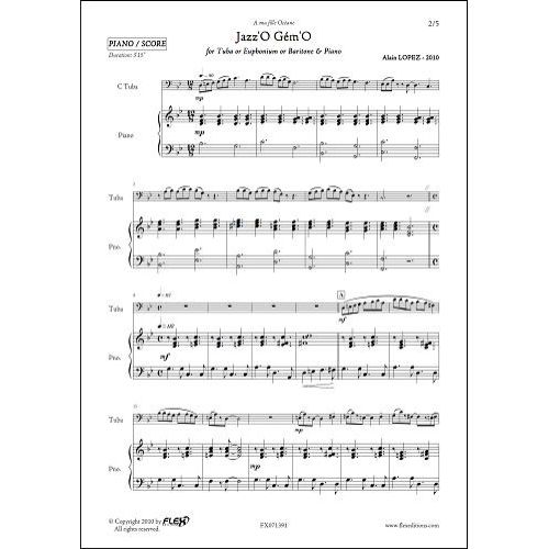 FLEX EDITIONS LOPEZ A. - JAZZ'O GEM'O - TUBA/EUPHONIUM/BARITONE & PIANO