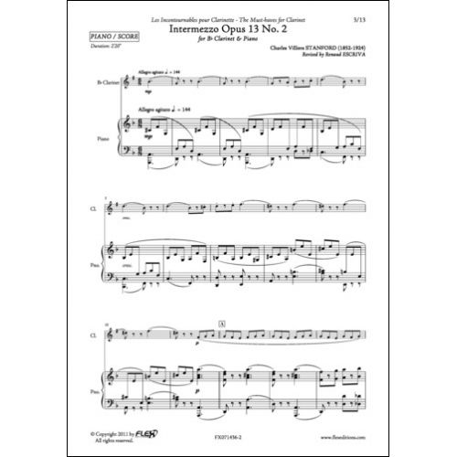 FLEX EDITIONS STANFORD C. V. - INTERMEZZO OPUS 13 NO. 2 - CLARINET AND PIANO