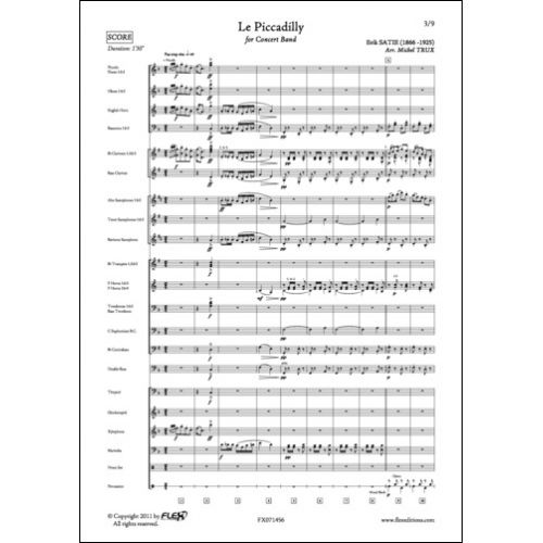 FLEX EDITIONS SATIE E. - LE PICCADILLY - CONCERT BAND