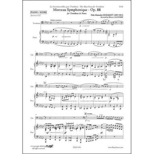 GUILMANT F.A. - MORCEAU SYMPHONIQUE OPUS 88 - TROMBONE & PIANO